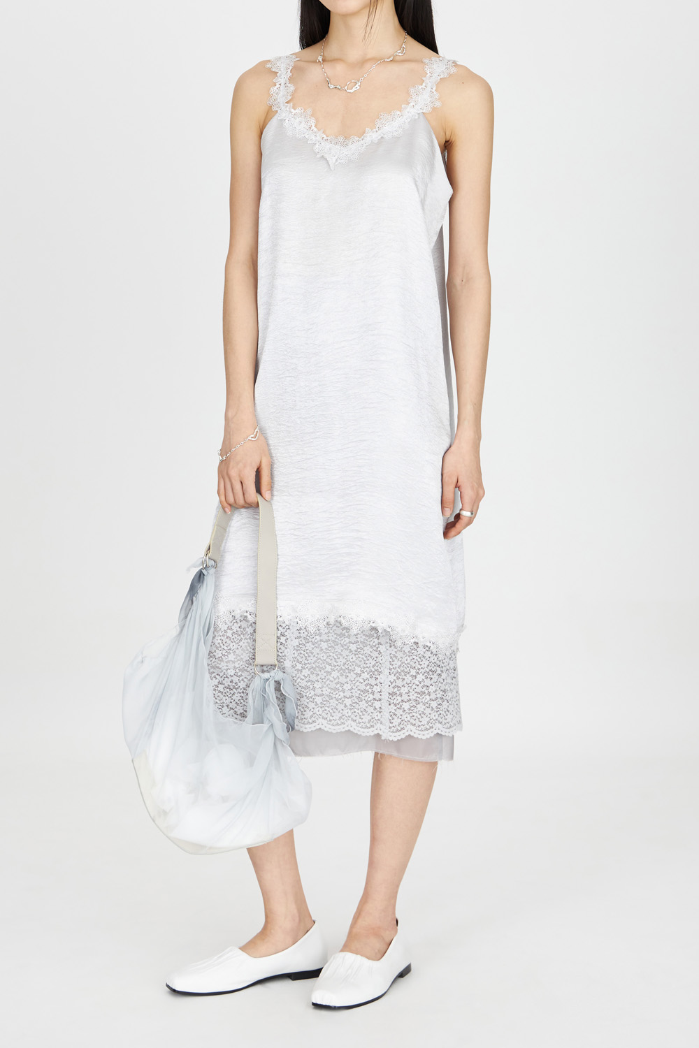Lace-Trimmed Slip Dress_Silver