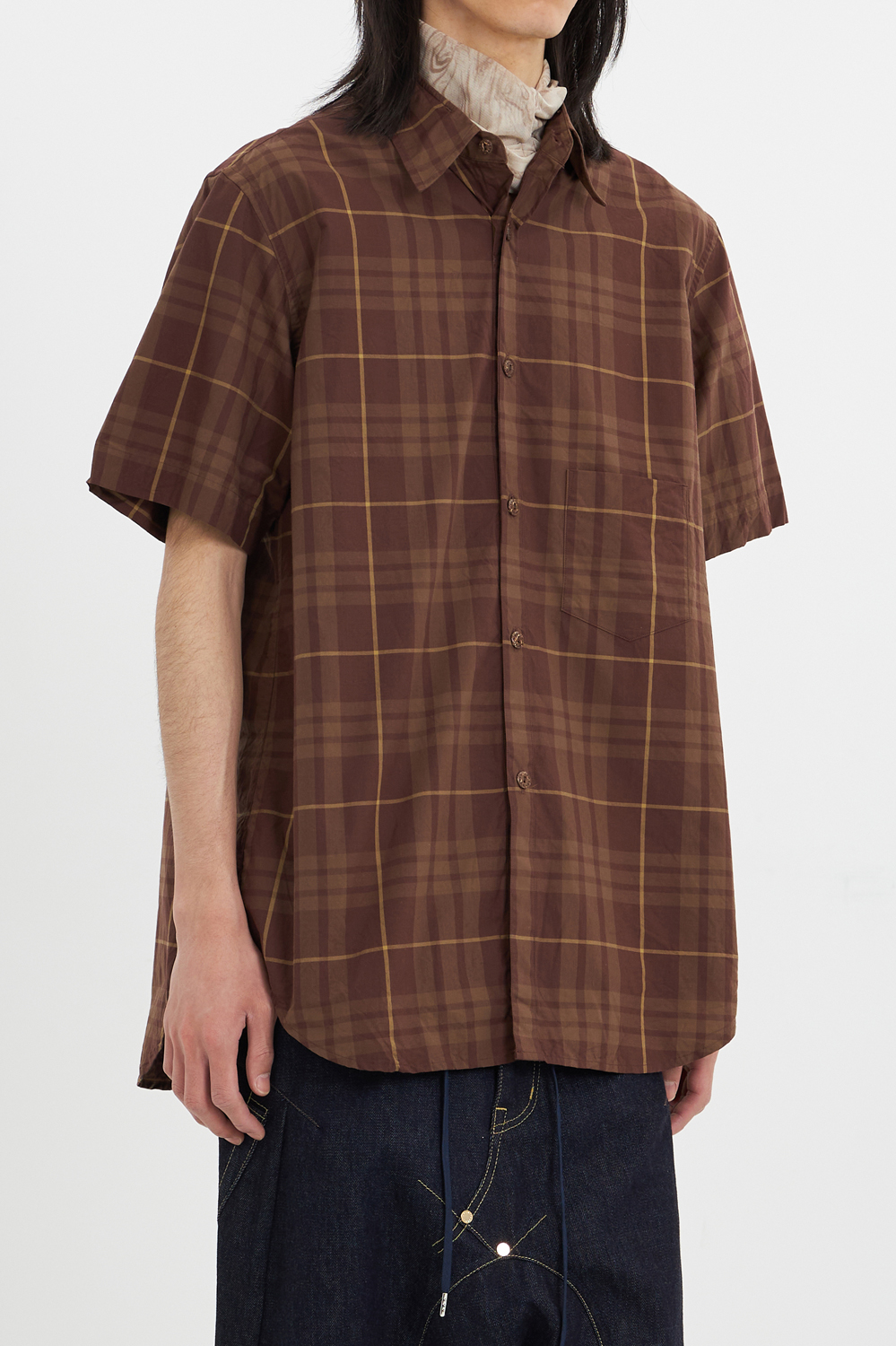 Watteau Gathered Shirt_Brown