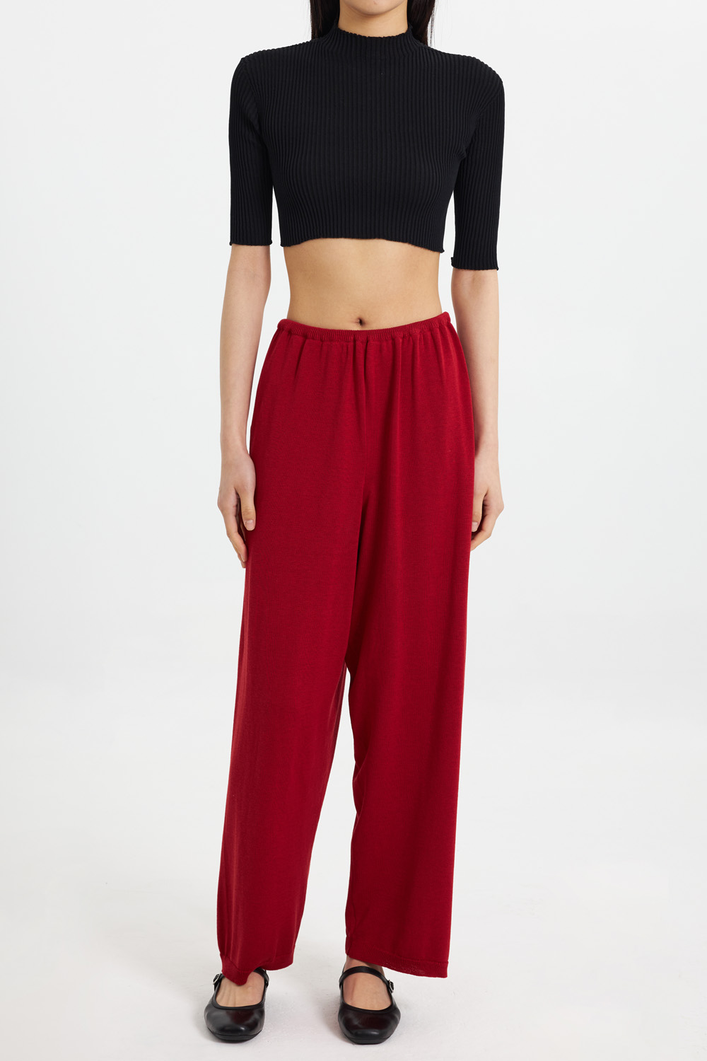 Silk Knit Pants_Red