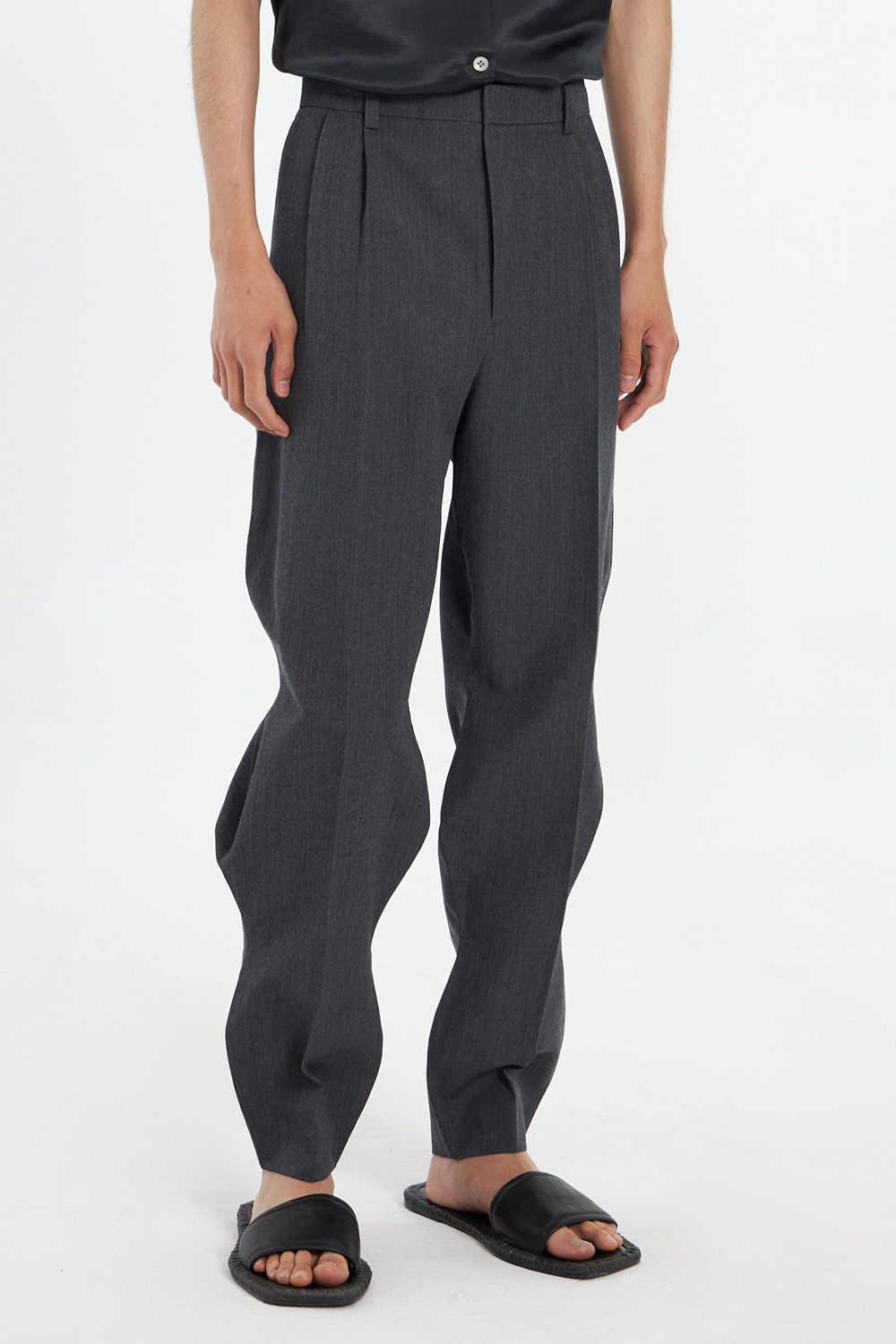 Curly Shaped Tailored Trousers_Charcoal Grey