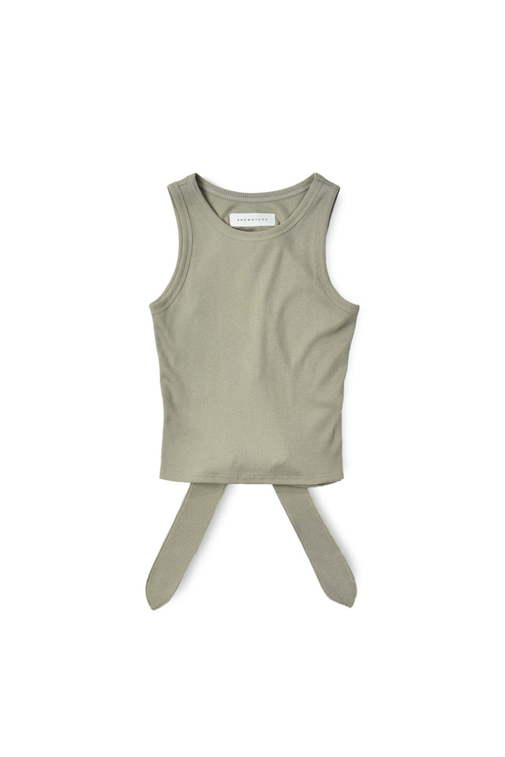 W Ribbed Cut Out Sleeveless_Olive