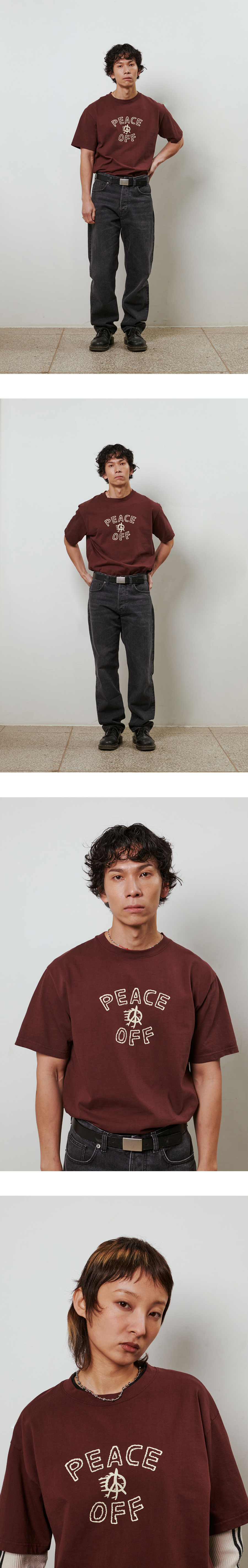 1011갤러리(1011 GALLERY) Peace Off T-Shirts - Brown - 사이즈 & 후기 | 무신사